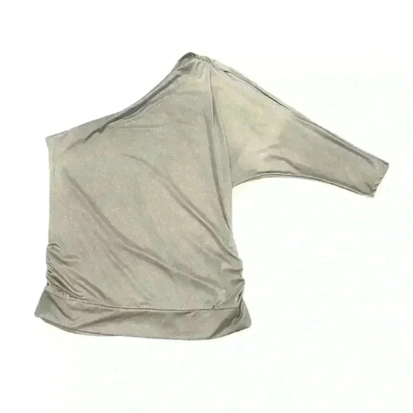 Cache Gold Cream Metallic One Shoulder Cold Shoulder Party Holiday Blouse Size M - Picture 1 of 9